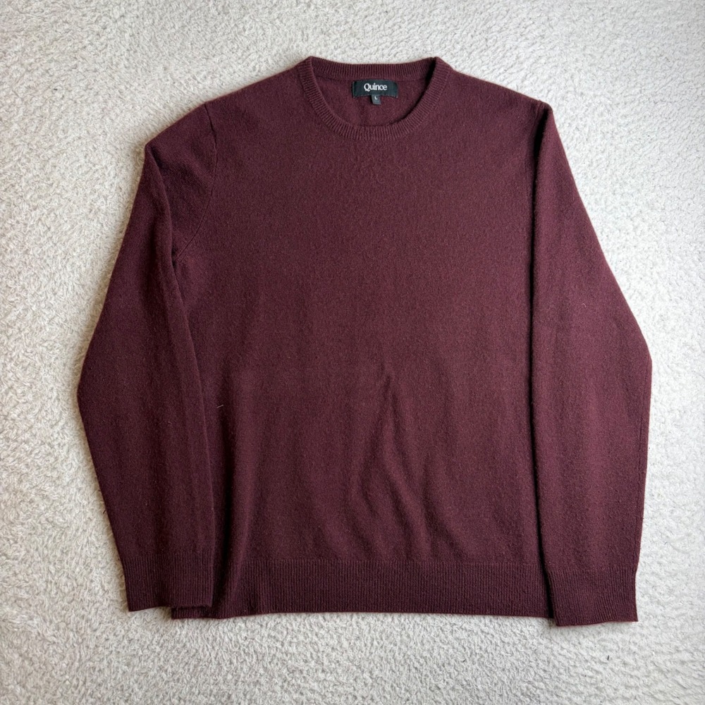 Quince Mens 100% Cashmere Crewneck Sweater Burgundy Wine Size Large